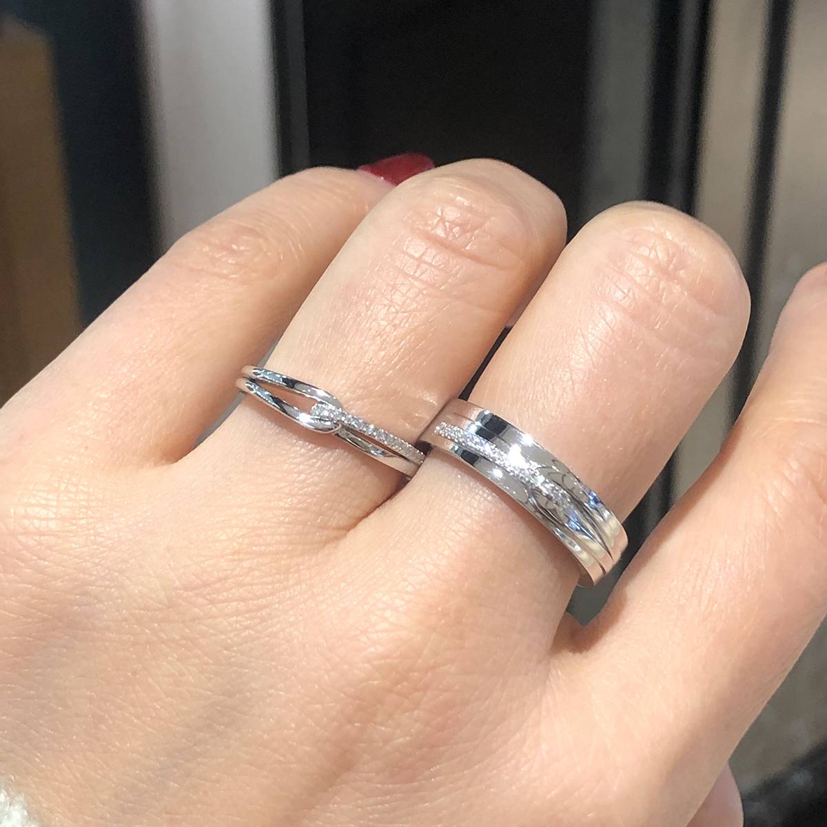 Couple Ring S925 Silver Plated Platinum Customized Selection Moissanite 0.155ct